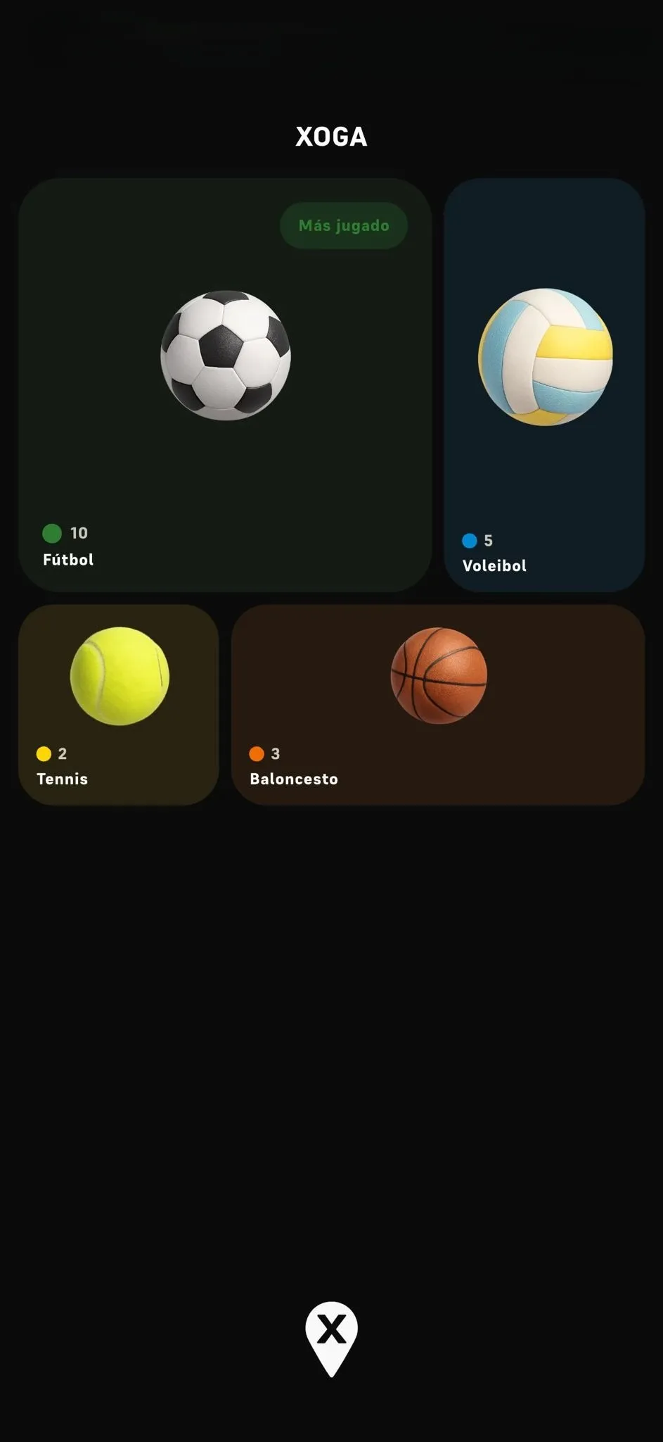 Pantalla de inicio de XOGA